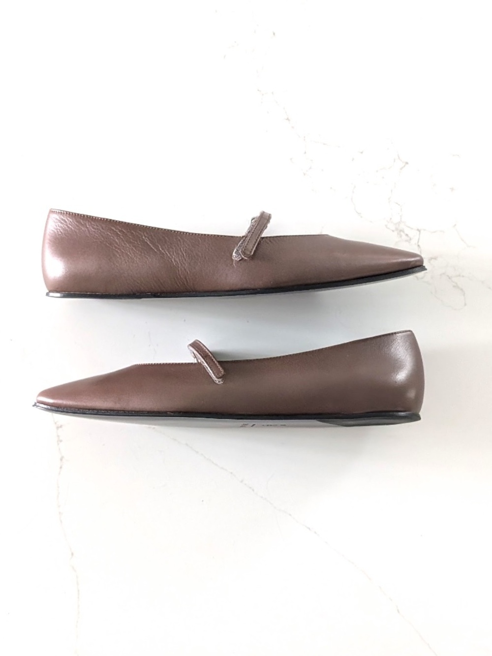 BY FAR Molly Slate Brown Leather Ballet Flats Mary Jane Shoes Women EU 39 US 9 - Picture 9 of 9